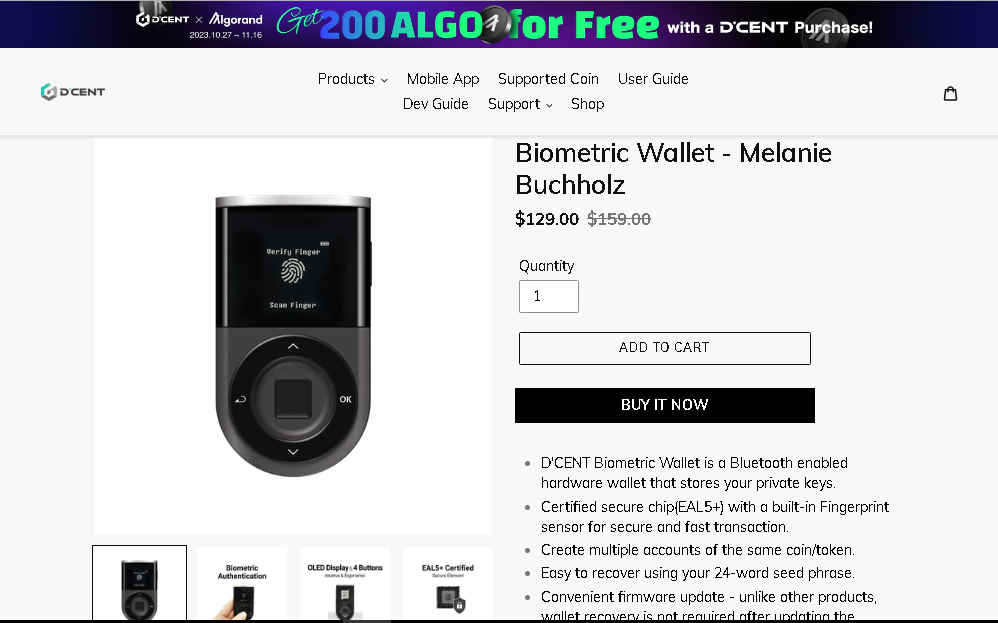 Get the biometric wallet for a cheap price and a voucher for a $30 discount