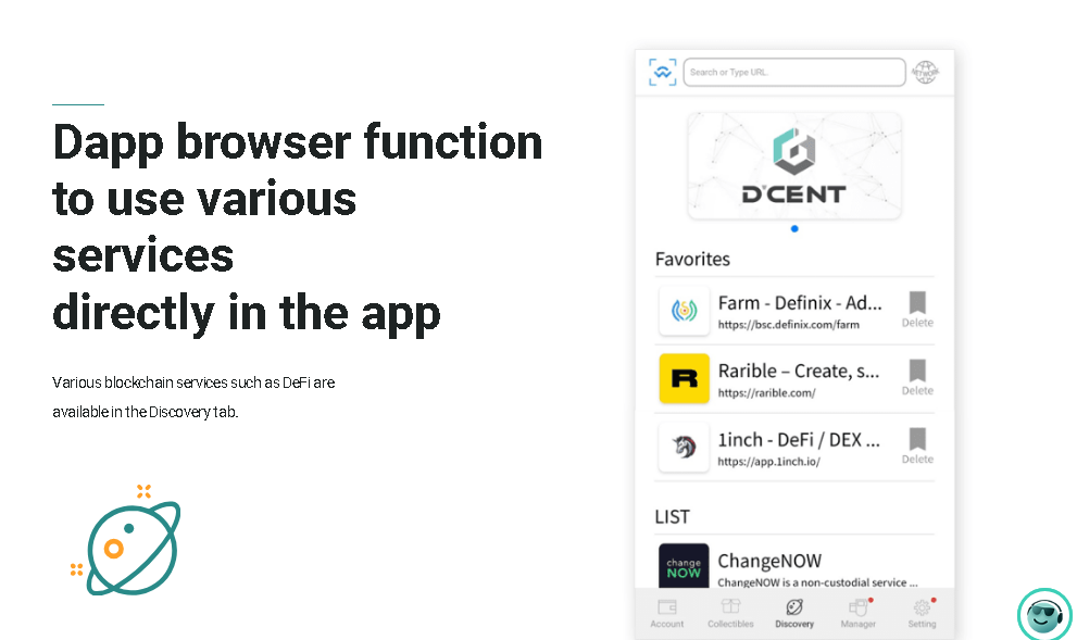 Descent crypto app provides direct browsing function to various services