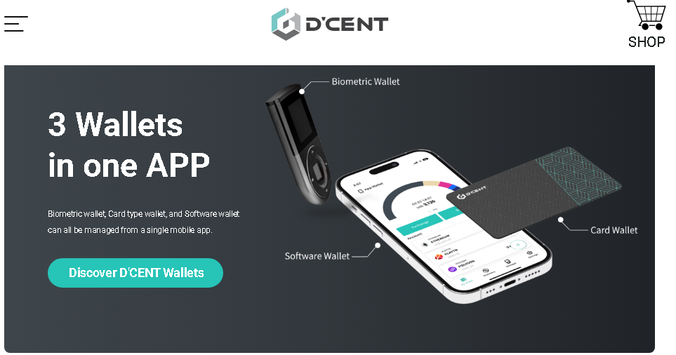 D’CENT wallet offers three wallets in one app