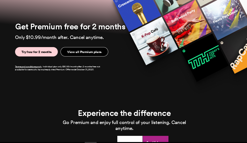 regular price of Spotify Premium per month